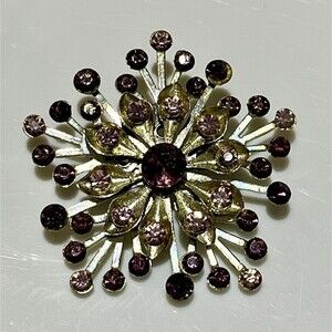 VTG 1960s Estate Pink Rhinestone Starburst Brooch Fairycore Romantic Goth